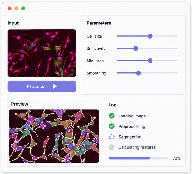 Cell Well Segmentation GUI screenshot