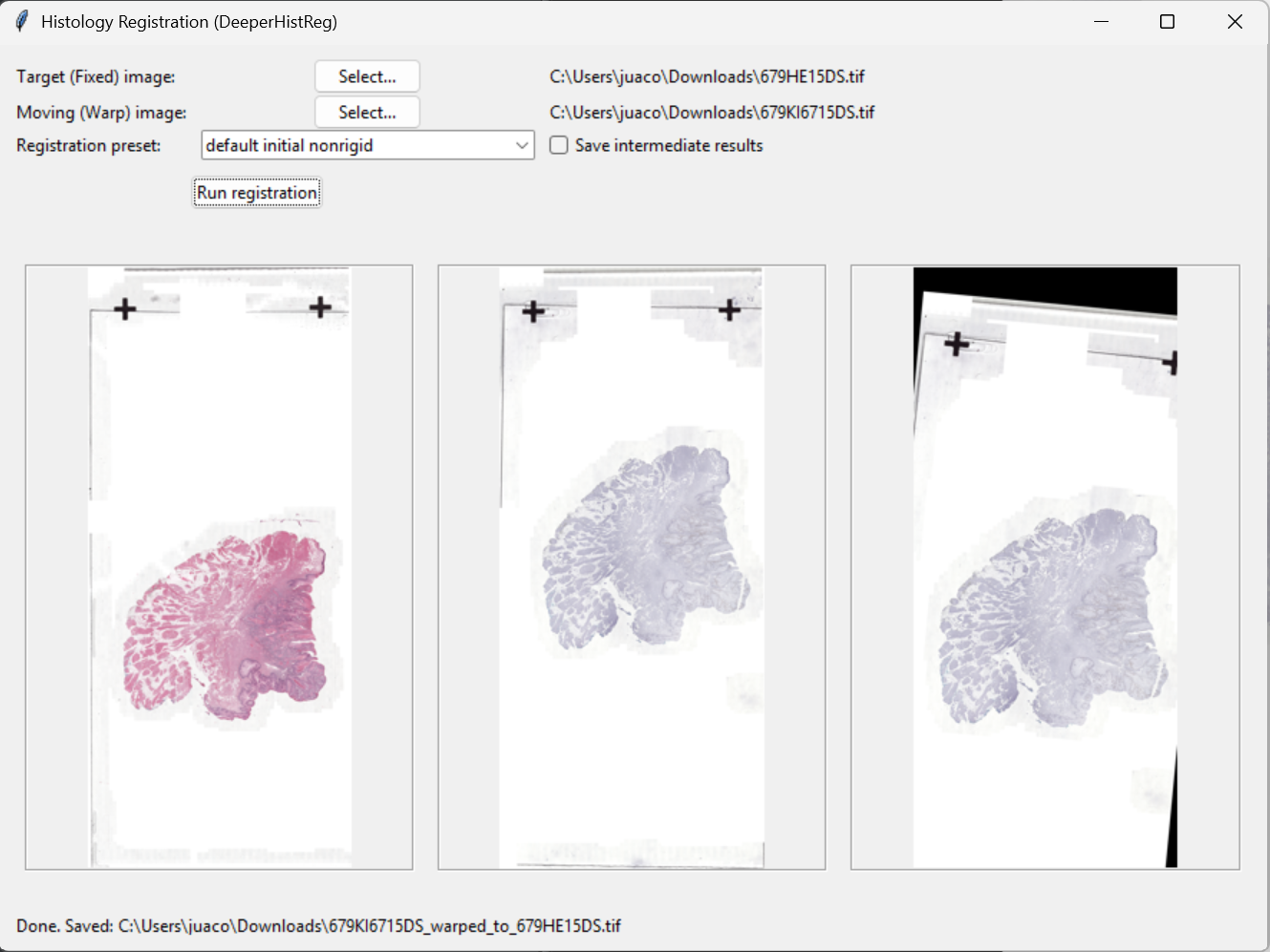HistRegGUI UI screenshot