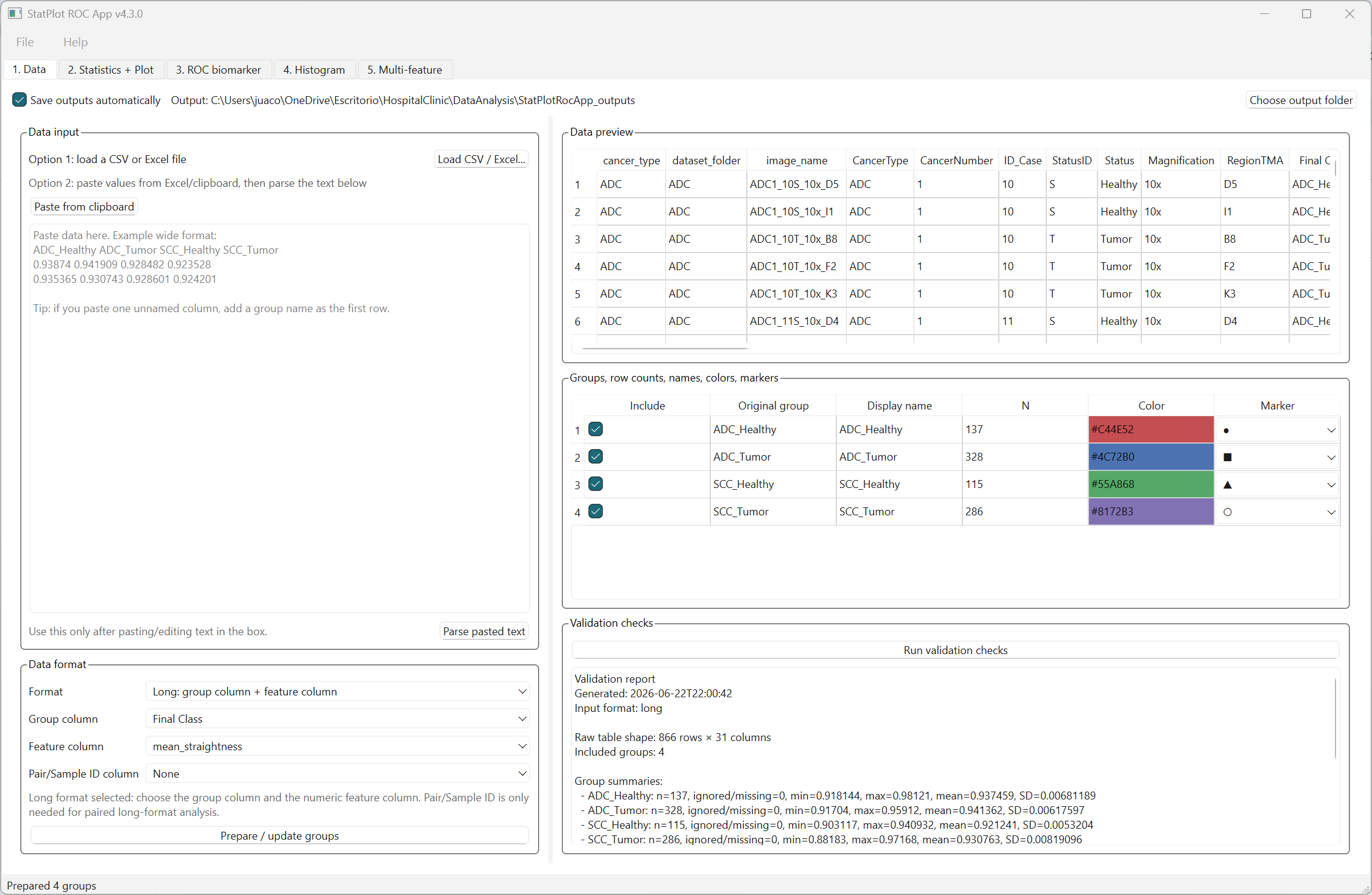 FeatureStat Studio graphical interface
